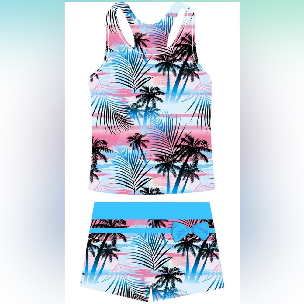 Belovecol Girls Two Piece Tankini Boyshort Rash Guard Swimsuit New Size XL